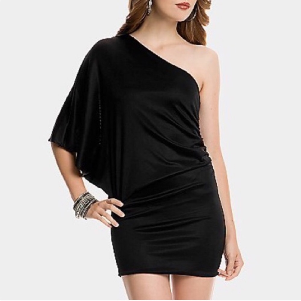 Marciano one Shoulder Flutter Sleeve Dress